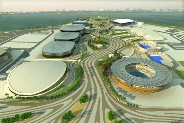 پیشرفت ساخت و ساز در دهکده المپیک ریو؛زیربنای استادیوم ورزش های آبی ریو تا هفته آینده تکمیل می شود