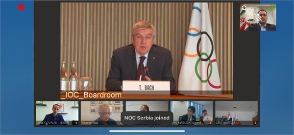 صبح امروز ‌ با حضور پیمان فخری برگزار شد؛ویدئو کنفرانس توجیهی توماس باخ با کمیته های ملی المپیک