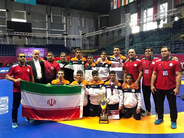 رقابت های کشتی آزاد نوجوانان قهرمانی آسیا- قزاقستان؛تیم ایران بعنوان قهرمانی رسید
