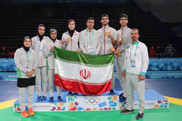 با توجه به کسب ۳ طلا و ۱ نقره در تکواندو؛کاروان ایران رکورد مدال آوری در بازیهای المپیک جوانان را شکست