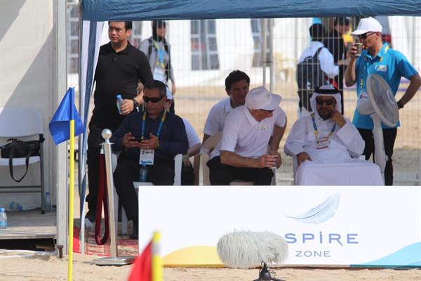 نخستین دوره بازیهای جهانی ساحلی_قطر؛سرپرست دبیر کلی کمیته ملی المپیک از مسابقات کاتا نمایندگان کشورمان دیدن کرد