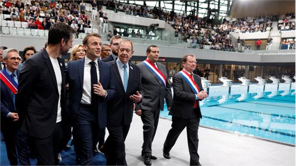افتتاح مرکز ورزش های آبی پاریس با حضور رئیس جمهور فرانسه