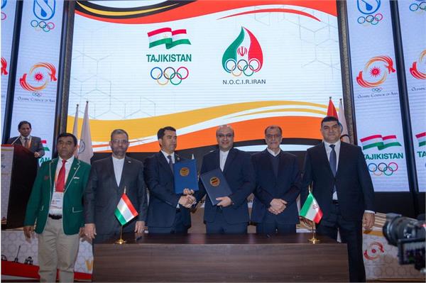پیش ازآغاز نشست مشترک آسیای میانه و غرب آسیا انجام شد؛ امضا تفاهنامه همکاری بین کمیته های المپیک  ایران و تاجیکستان